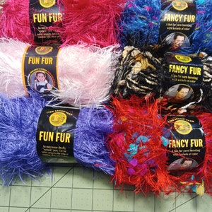 Vintage Fancy Fur and Fun Fur yarn skeins. Many colors available.