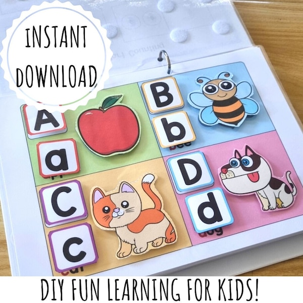 ABC Printable Silent Book, Kids Learning, Homeschool Activity