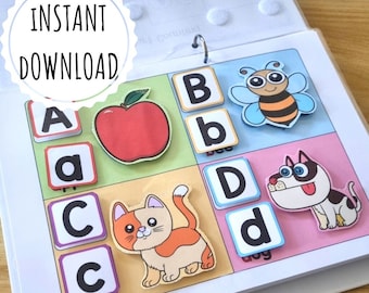 ABC Printable Silent Book, Kids Learning, Homeschool Activity