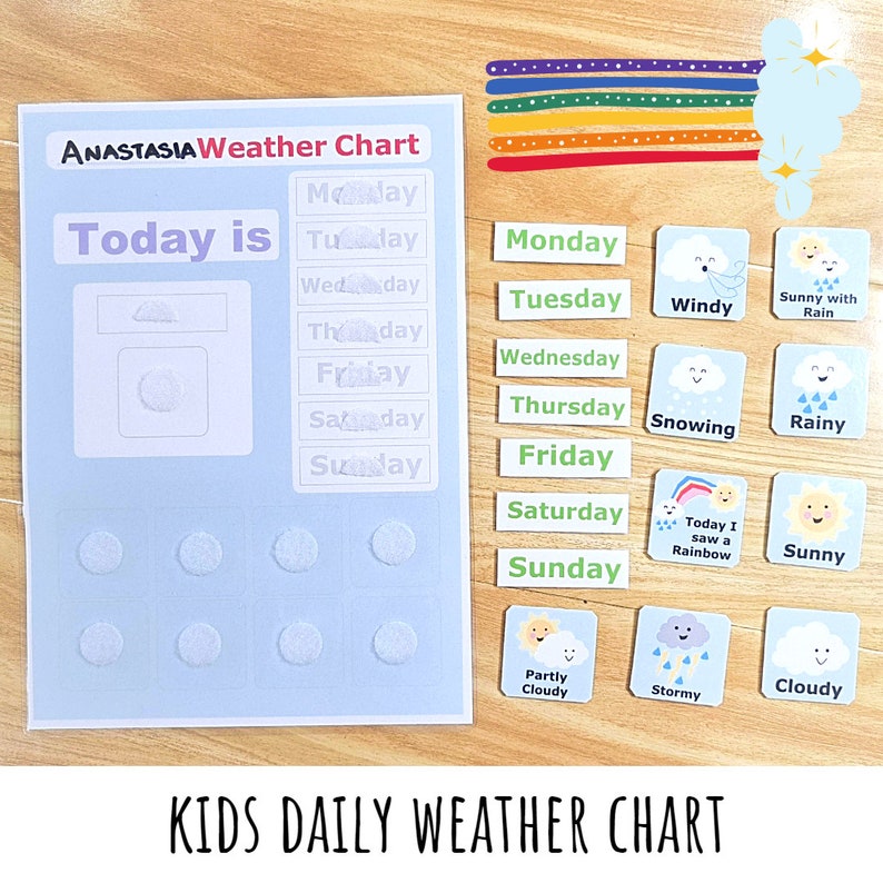 Daily Weather Chart Childrens DIY Activity Printable Sheet Homeschool Education image 2