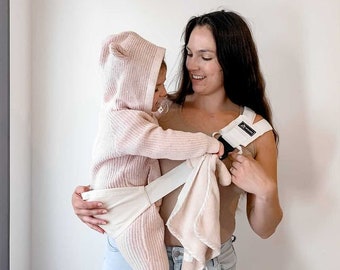 Baby-Hüftsitz-Tragetasche - Kompakt, Beige, Baby- und Kleinkindtrage, Halten bis zu 20 kg, Ultra Soft mit Tasche und Kordelzugbeutel zur Aufbewahrung