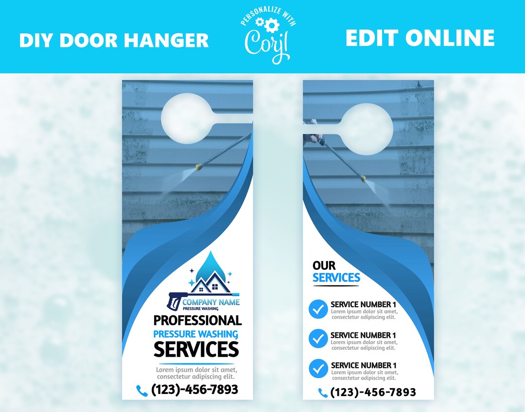Pressure Washing Door Hanger Power Washing Logo Pressure Etsy