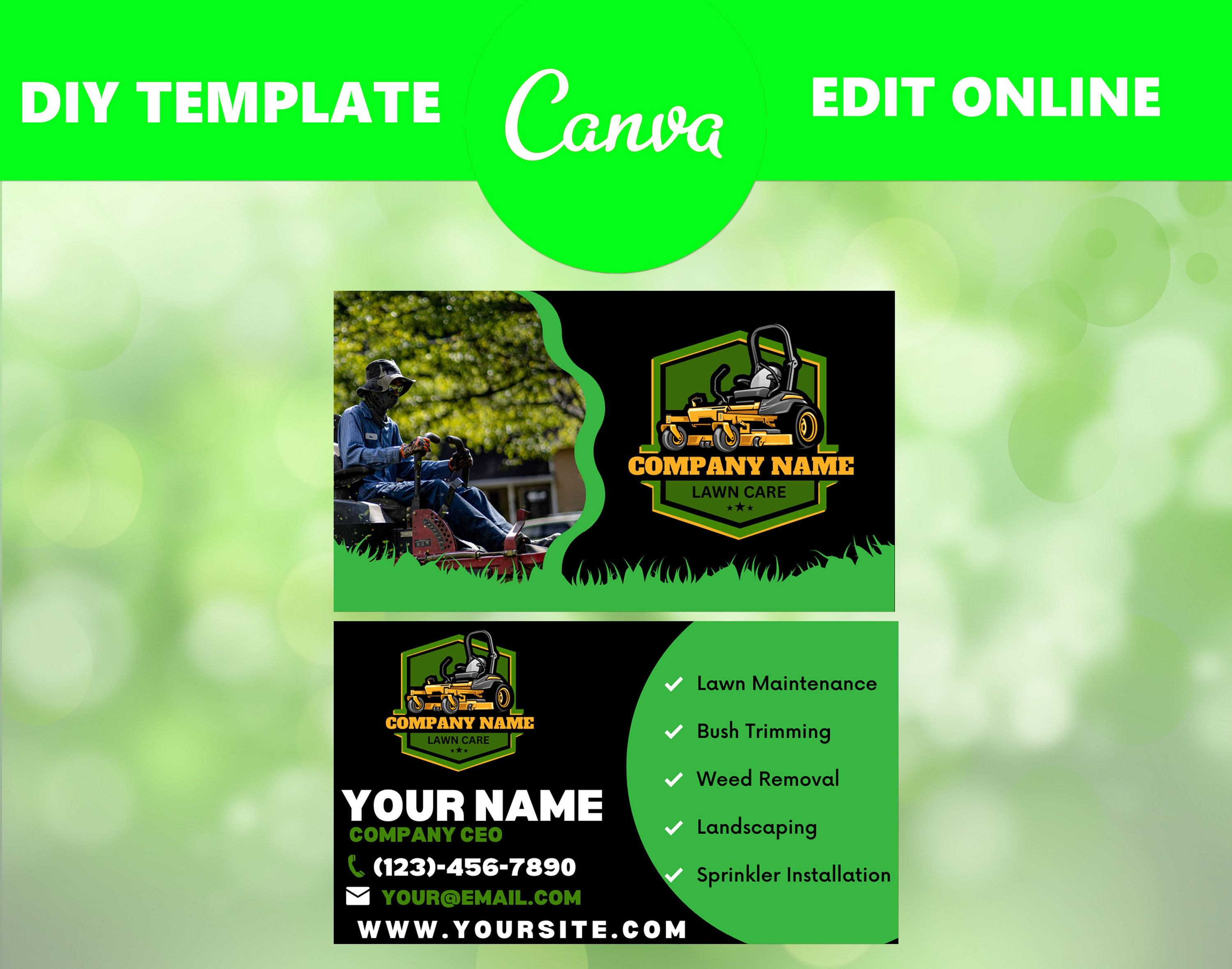 DIY Lawn Care Landscaping Business Card Template Vista Print - Etsy