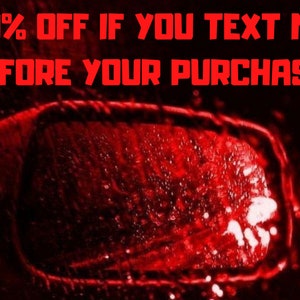 May include: Red text on a dark red background reads "10% OFF IF YOU TEXT ME BEFORE YOUR PURCHASE".