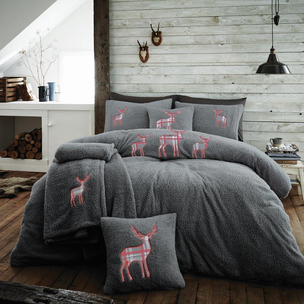Luxury Teddy Bear Fleece Duvet Cover STAG EMB Bed Set With Etsy UK