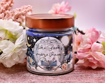 I like Books more candle | Book candle | Handmade scented soy wax candle | Personalized vegan candle | Gift idea for bookworms