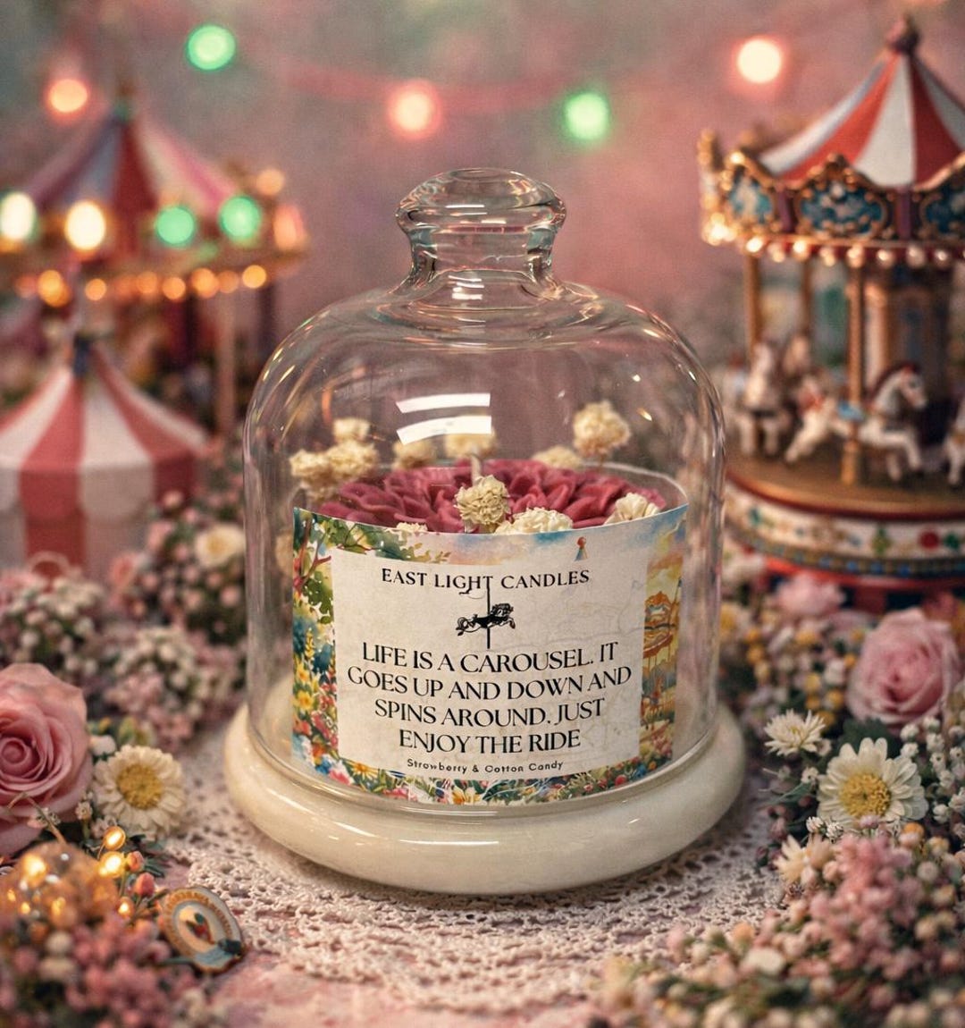 Carousel Scented Candle With Flowers | Handmade Soy Wax Candle in a ...