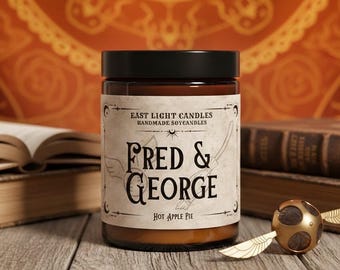 Fred & George Candle | Wizard Book Candle | Handmade Scented Soy Wax Candle | Personalized Vegan Candle | Gift Idea for Bookworms