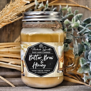 Butter Brew & Honey Candle | Book Candle | Handmade Scented Soy Wax Candle | Personalized Vegan Candle | Gift Idea