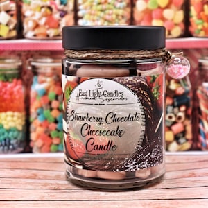 Strawberry Chocolate Cheesecake Candle | Handmade Food Candle | Scented Soy Wax Candle | Natural Candle | Gift Idea for Candle Lovers