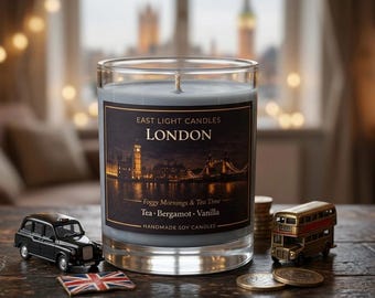 London Candle – Gezellige stadskaars – Reiskaars – Cadeau voor Londenliefhebbers – Handgemaakte sojakaars