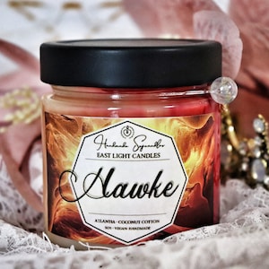 Hawke Candle | Handmade Book Candle | Scented Soy Wax Candle | Natural, Customizable Candle | Blood and Ash