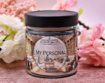 My Personal Library Candle | Book Candle | Handmade Scented Soy Wax Candle | Personalized Vegan Candle | Gift Idea for Bookworms