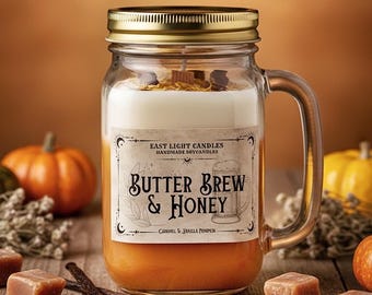 Butter Brew & Honey Candle | Book Candle | Handmade Scented Soy Wax Candle | Personalized Vegan Candle | Gift Idea