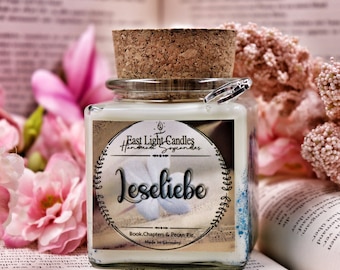 Reading Love Candle | Handmade Book Candle | Scented Soy Wax Candle | Natural Candle, Customizable | Gift Idea for Candle Lovers