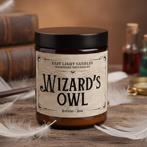 Duftkerze Sojawachs - Wizards Owl | Wizard Buchkerze Handgemacht