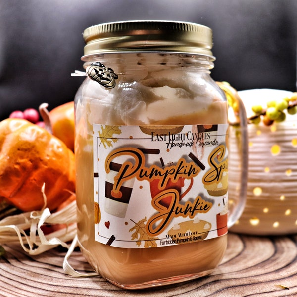 Pumpkin Spice Junkie Candle -Vegan Soycandle - Bookish Candle - Kerze