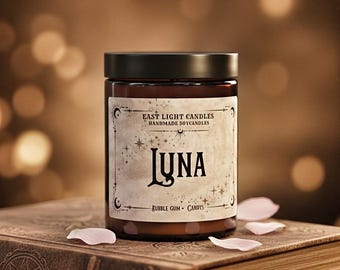Luna Candle | Wizard Book Candle | Handmade Scented Soy Wax Candle | Personalized Vegan Candle | Gift Idea for Wizard Fans
