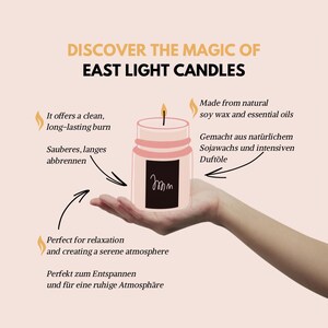 Pu&ograve; includere: Una candela di cera di soia rosa con un'etichetta nera che dice "mmm" in una mano. La candela &egrave; realizzata con cera di soia naturale e oli essenziali. Offre una combustione pulita e duratura ed &egrave; perfetta per il relax e la creazione di un'atmosfera serena.