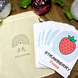 Spanish Printable Montessori Flashcards, Toddler Kids Learning Spanish, Homeschool, Preschool Printables, Spanish Teaching, Bilingual Cards