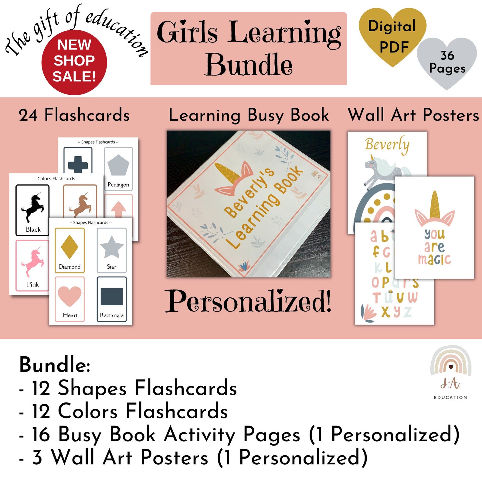 Girls Learning Binder, Printable Personalized Preschool Busy Book, 2 3 ...