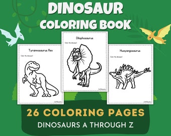 Realistic Dinosaur Coloring Pages, Printable Kids Dino Coloring Book, Toddler Boys Dinosaur Alphabet Book, Homeschool Preschool Printables