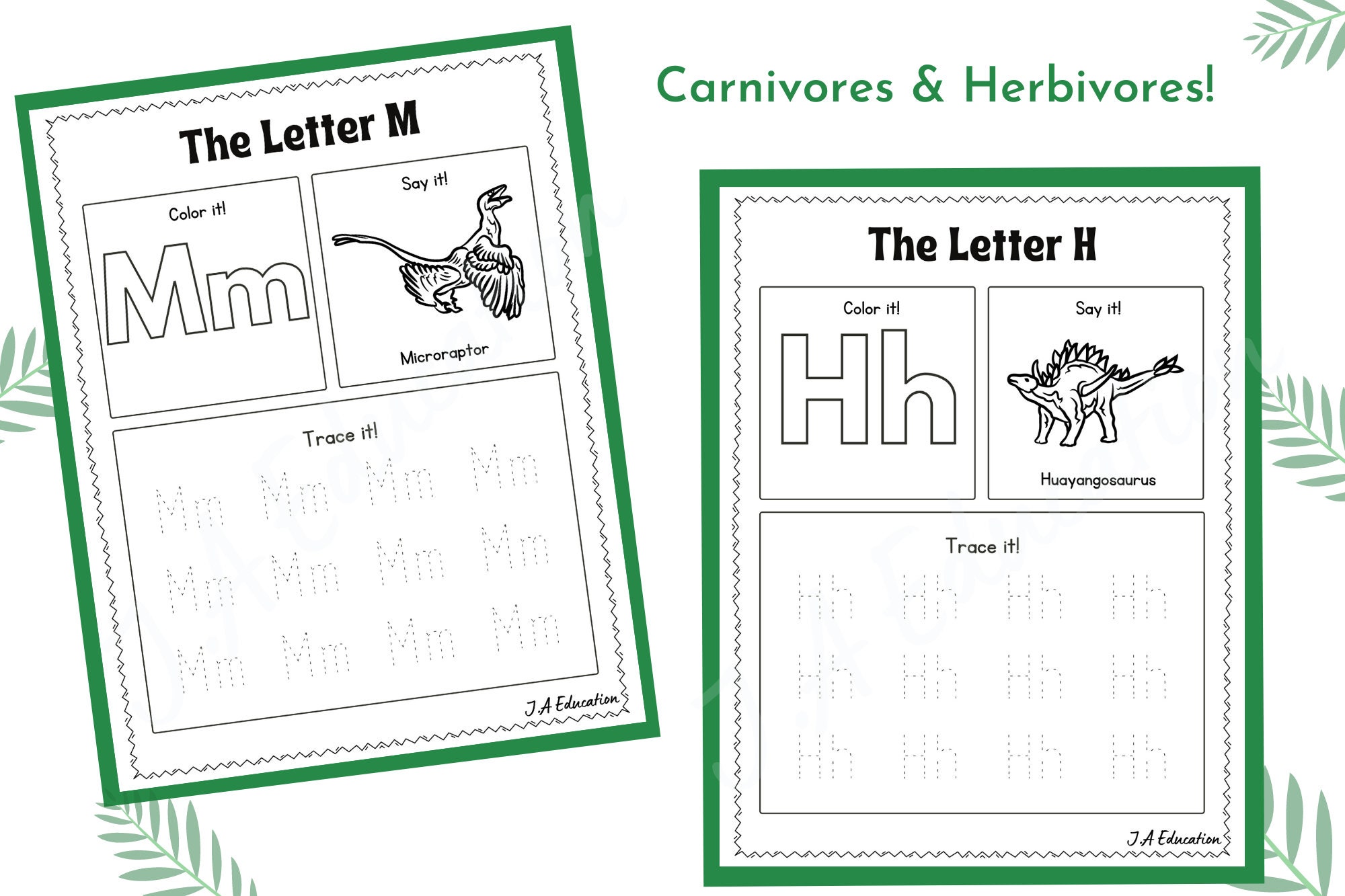 Dinosaur Alphabet Tracing Worksheets, Preschool Printables, Toddler