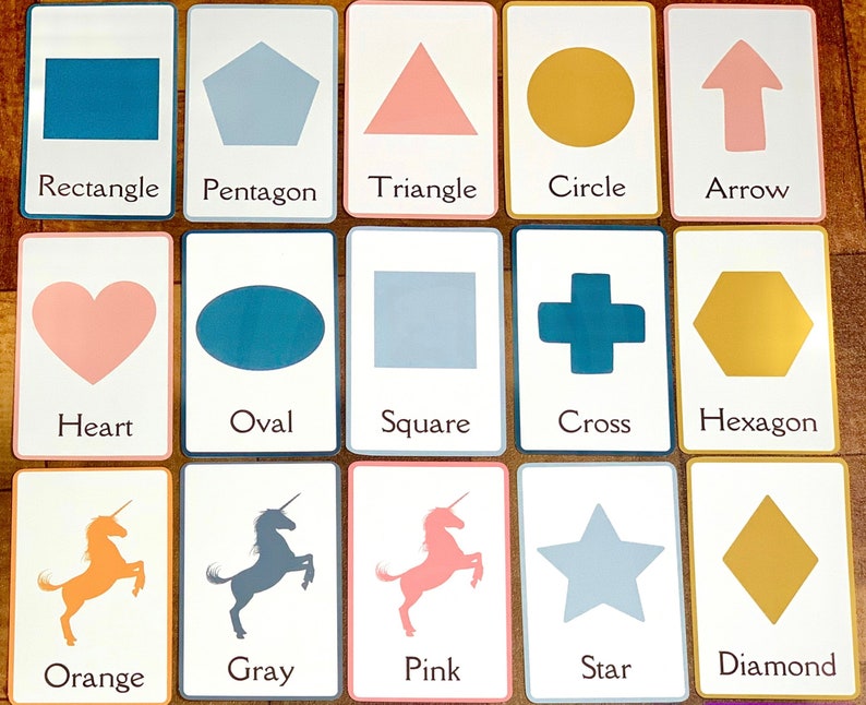 Educational Flashcards Printable Shapes and Colors Etsy