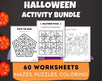 Halloween Activity Book, Printable Kids Games, Toddler Busy Book, Coloring Book PDF, Quiet Busy Book, Homeschool Preschool Printables, Fall