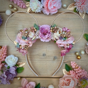 Tangled Floral Disney Mickey Ears / Disney Inspired Ears / Minnie Ears / pink purple Minnie Ears/ Princess Ears /Floral Mouse Ears/Rapunzel