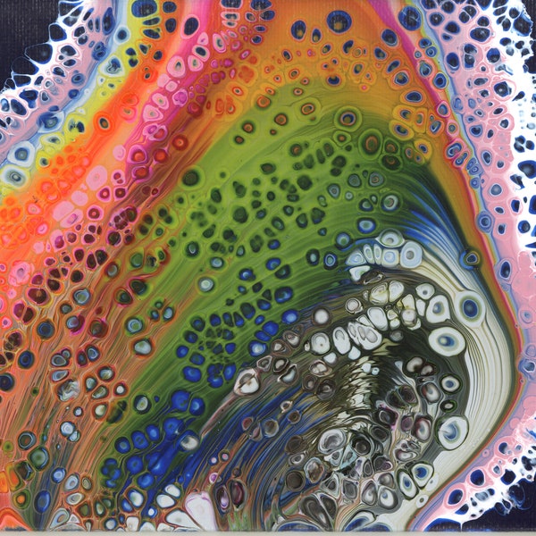 Acrylic Pouring Image "Rainbow" 18 x 13 cm