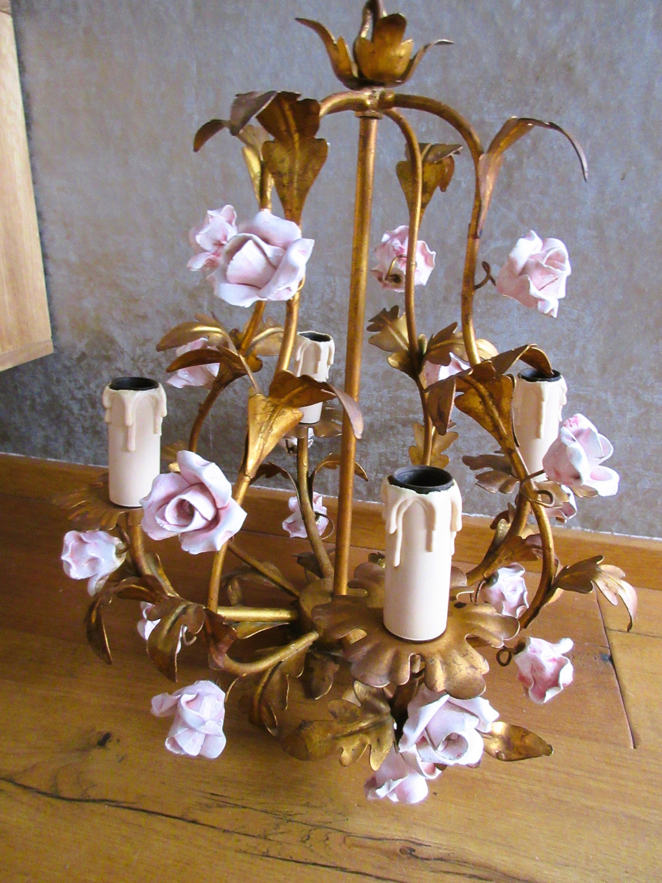 Antique french chandelier porcelain flowers - Etsy 日本