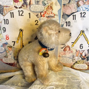 Antieke kleine beer SET Steiff jonge beer teddy staande op poten ijsbeer mohair vintage knuffeldier verzamelspeelgoed bruine beer circuskarton
