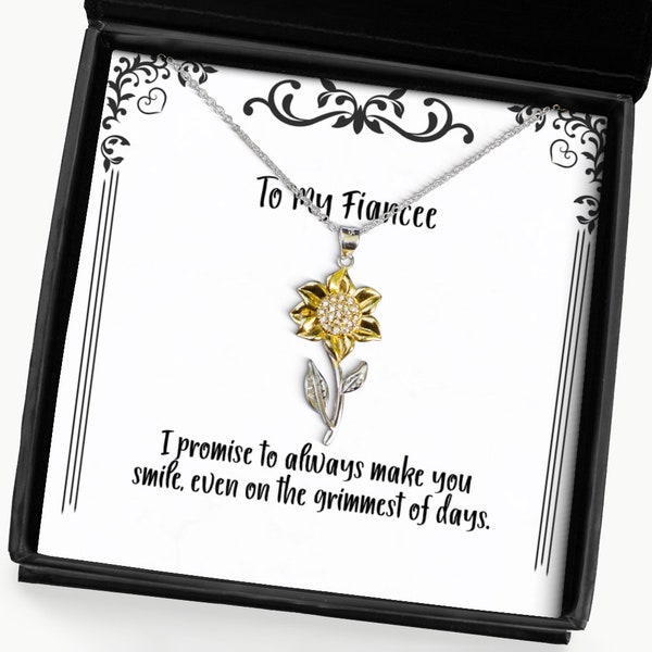 Inspirer les cadeaux de fiancée, je promets de toujours vous faire sourire, même sur le, collier pendentif de tournesol inspirant pour de