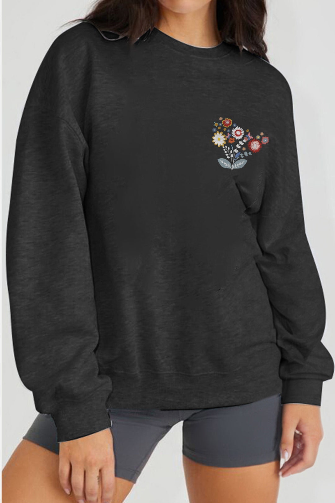 Simply Love Full Size Flower Graphic Sweatshirt - Etsy