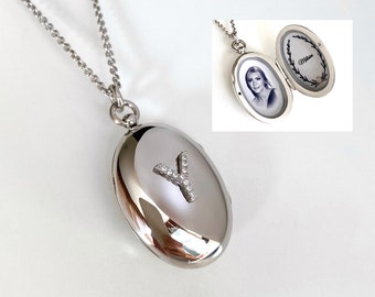 Personalized Custom Initial Photo Locket Necklace, Memorial & Sentimental Jewelry