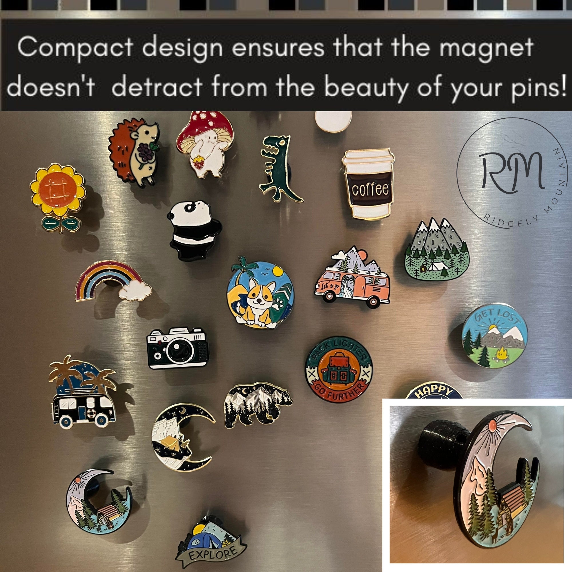 TEYOUYI Magnetic Pin Backs for Enamel Pins Convert Enamel Pins to Refrigerator Magnets Put Your Pins on Fridge for Seasonal Decor,Pin Gifts Black