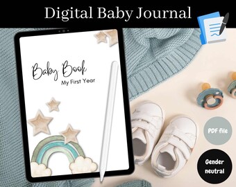 Baby First Year Journal Minimalist Digital Baby Journal Milestones ...