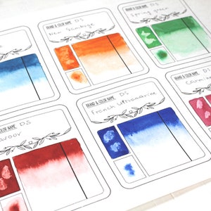 Watercolor Swatch Card Template/printable - Etsy