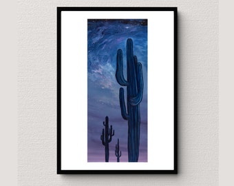 Arizona Desert painting/ Original Art, Cactus Art Limited Edition Fine Giclee Art Print - 13” x 19” / 32.9 x 48.3cm FREE WORLDWIDE SHIPPING!