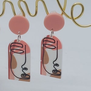 Line Art Earrings | Hanging Dangle Earring | Abstract | Picasso | Face Earrings | Minimal Jewelry | Aesthetic |