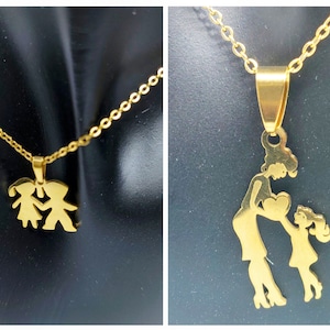 Colar com pingente de mãe com bebê, colar com pingente de silhueta, presente fofo, joias delicadas, joias mínimas, presente de dia das mães, presente para ela