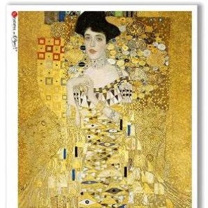 Abstract Art Portrait of Woman Rice Paper A4 Size Decoupage Paper Portrait of Adele Bloch Bauer Woman in Gold Art by Gustav Klimt