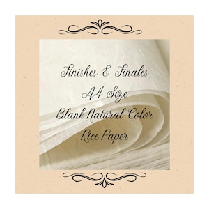 Blank Natural Cream Color Rice Paper A4 Size for Decoupage Crafts Cards Origami Natural Fiber Mulberry Paper, High Quality, Five Sheets