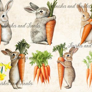 Easter Bunny Rice Paper A4 Bunny, Five Sweet Bunny Rabbits Hugging Carrots Spring Easter Decoupage Paper Exclusive Large Format Design