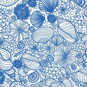 Blue and White Shell Toile Decoupage Napkins, Includes Three Individual Premium Quality Three Ply Luncheon Size Paper Napkins