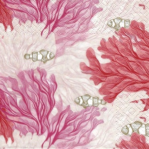 Pink Underwater Sea Garden Decoupage Napkins Pink with Clownfish Includes Three Individual Premium Quality Luncheon Size Paper Napkins