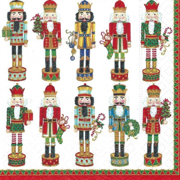 Decoupage Napkins Nutcracker Parade Allover Print, Package of Three Cocktail Size, For Decoupage Scrapbooking Journaling