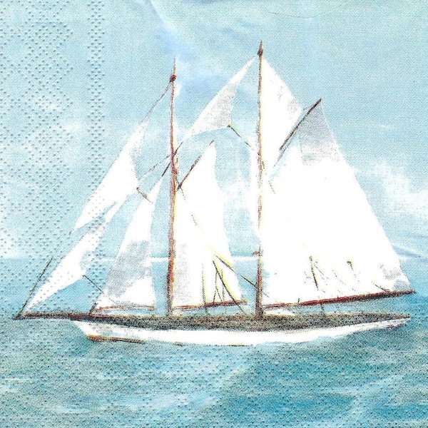 Sailboat Decoupage Napkins, Includes Three Cocktail Size Napkins Great for Scrapbooking, Journaling, Card Making Paper Arts