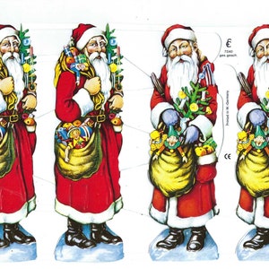 Die Cut Sheet Santa Claus Embossed Vintage Style Four Complete Images Imported from Germany Pre Cut